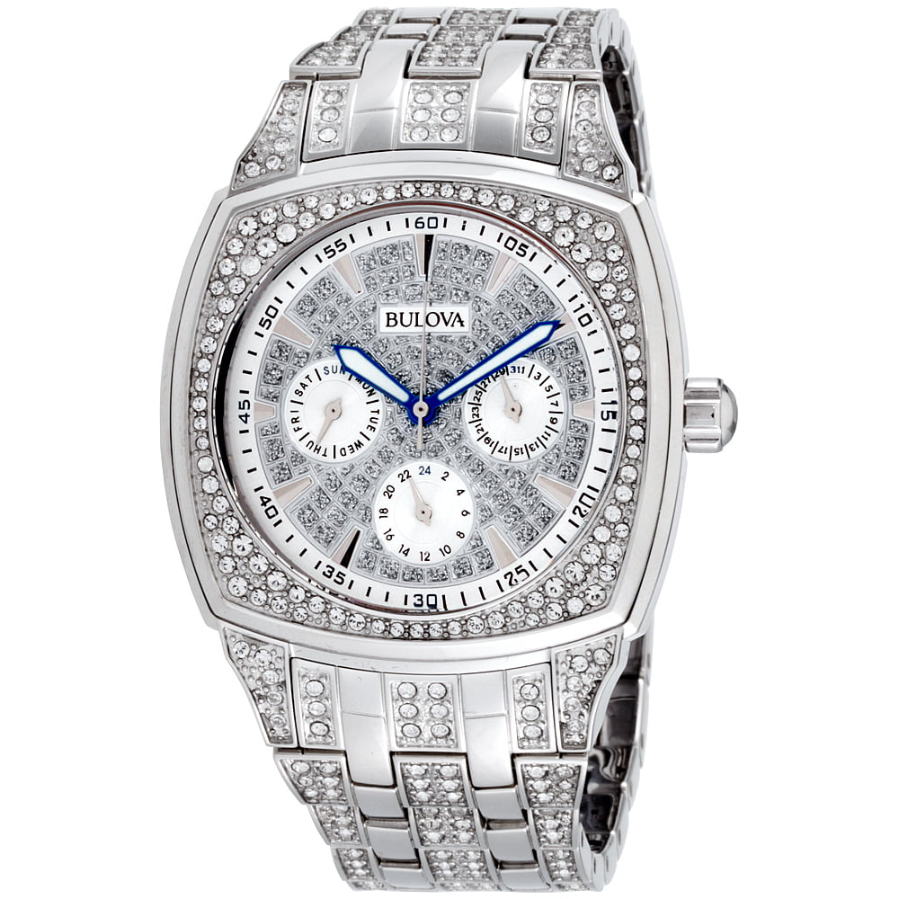 Bulova Crystal Collection Phantom Silver Dial Silver Steel Strap Watch for Men - 96C002 Watches Bulova   