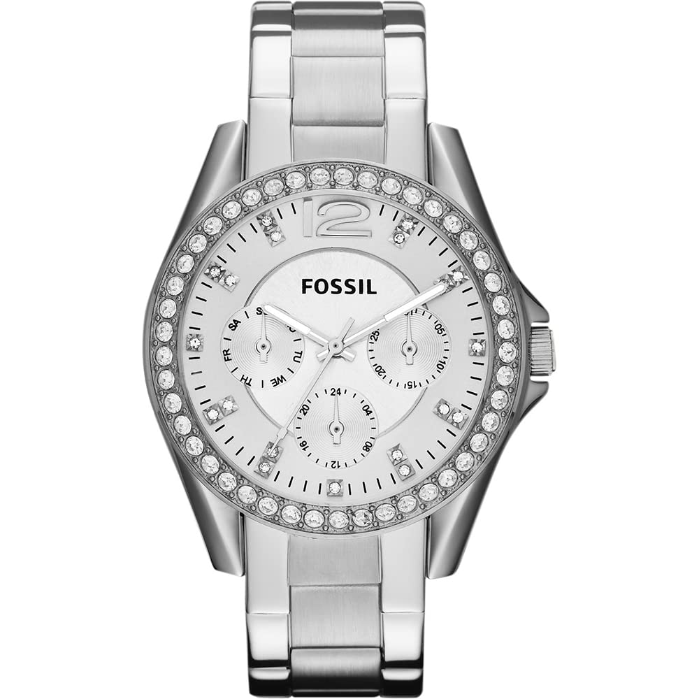 Fossil Riley Multifunction Silver Dial Silver Steel Strap Watch for Women - ES3202 Watches Fossil   