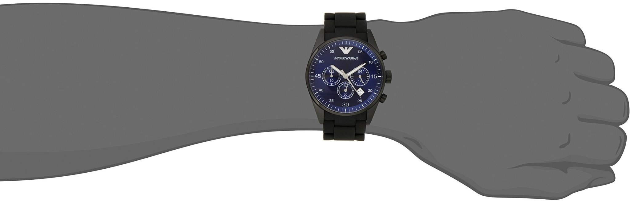 Emporio Armani Sportivo Chronograph Blue Dial Black Strap Watch For Men - AR5921 Watches Emporio Armani   