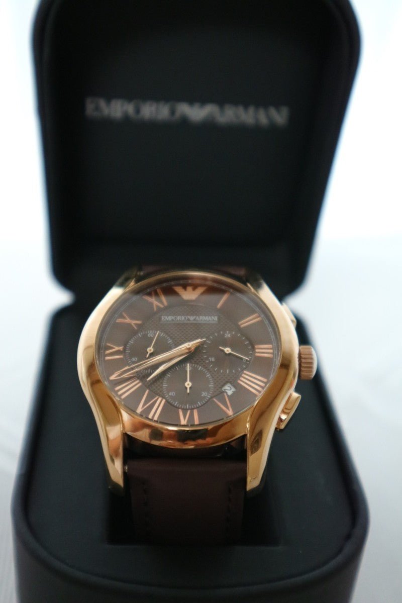 Emporio Armani Chronograph Brown Dial Brown Leather Strap Watch For Men - AR1701 Watches Emporio Armani   