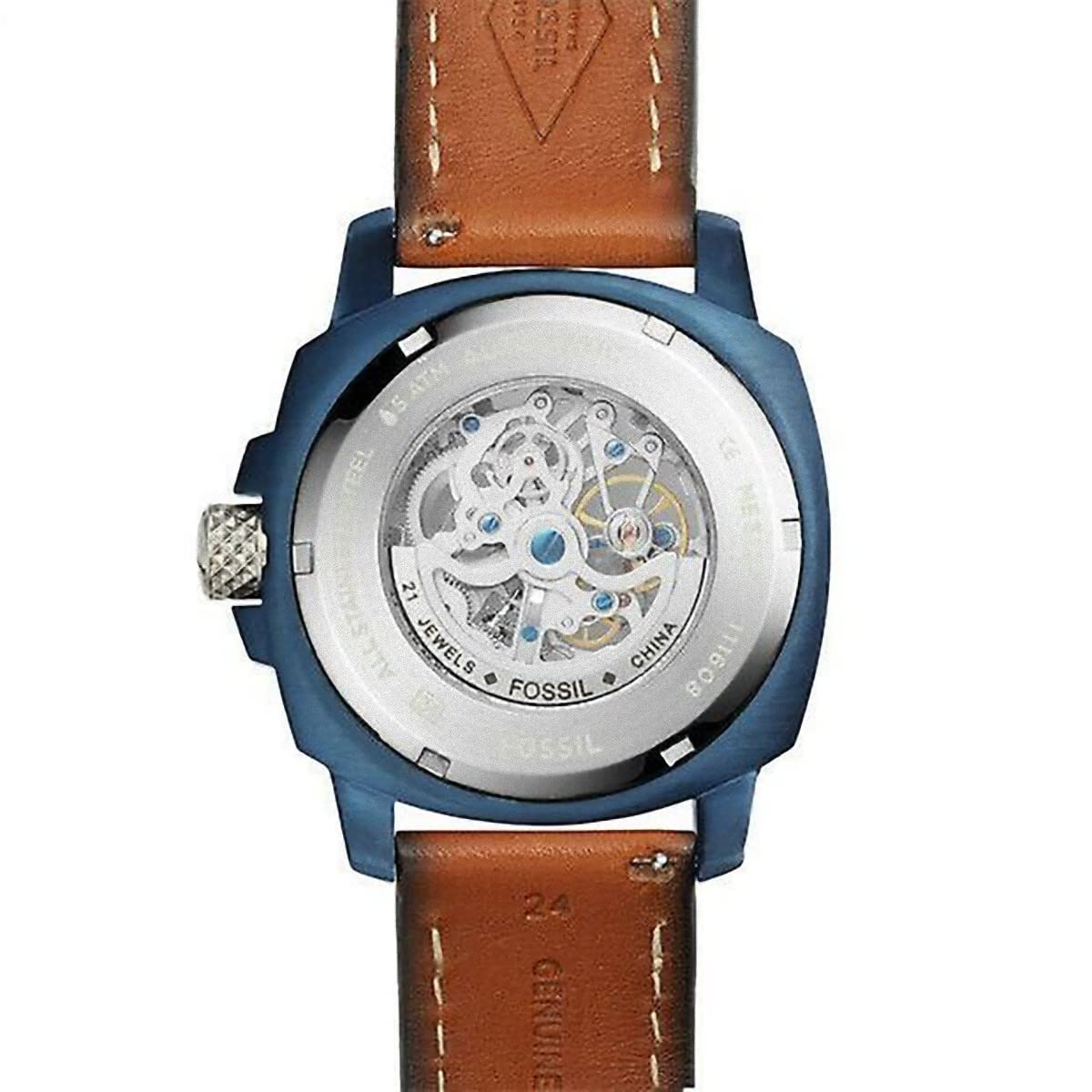 Fossil Modern Machine Automatic Skeleton Silver Dial Brown Leather Strap Watch for Men - ME3135 Watches Fossil   