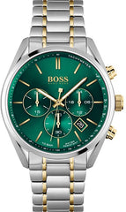 Hugo Boss Champion Green Dial Silver Steel Strap Watch for Men - 1513878 Watches Hugo Boss   