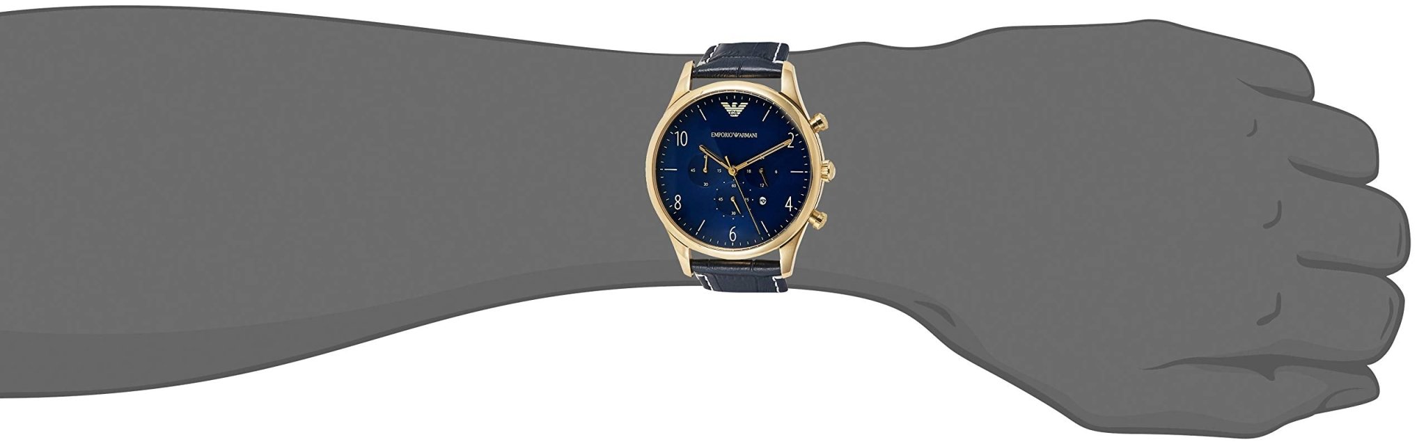 Emporio Armani Chronograph Midnight Blue Dial Blue Leather Strap Watch For Men - AR1862 Watches Emporio Armani   