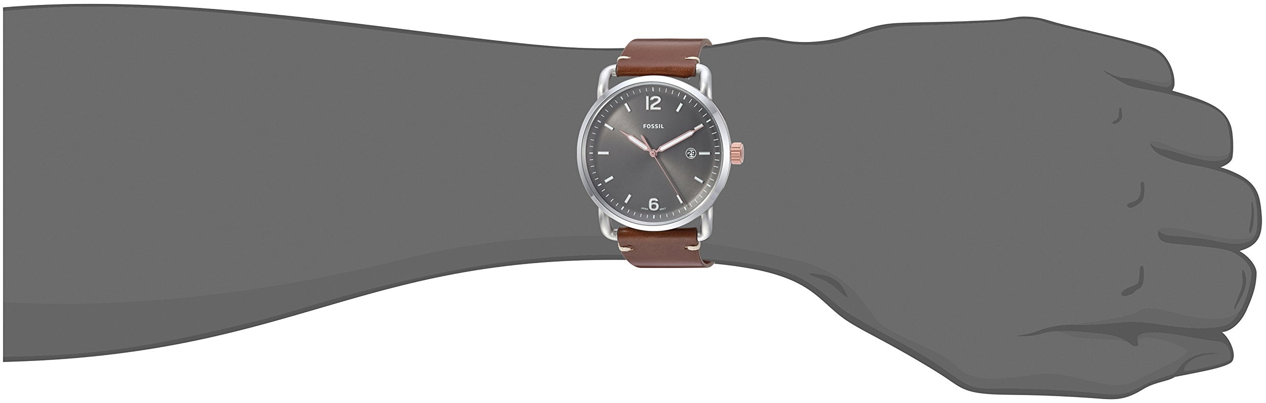 Fossil Commuter Grey Dial Brown Leather Strap Watch for Men - FS5417 Watches Fossil   