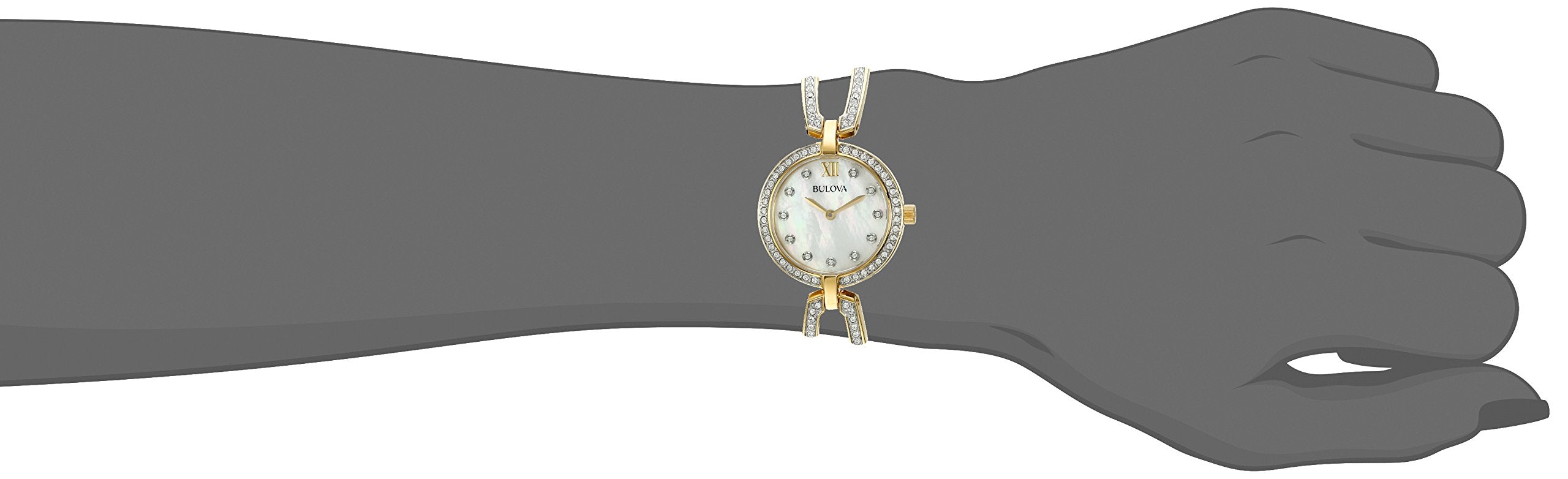 Bulova Crystal Collection Mother of Pearl Dial Gold Steel Strap Watch for Women - 98L225 Watches Bulova   