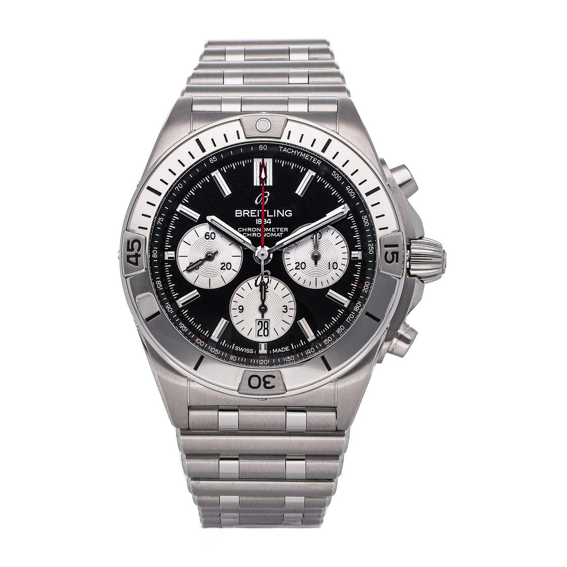 Breitling Chronomat B01 42mm Black Dial Silver Steel Strap Watch for Men - AB0134101B1A1 Watches Breitling   