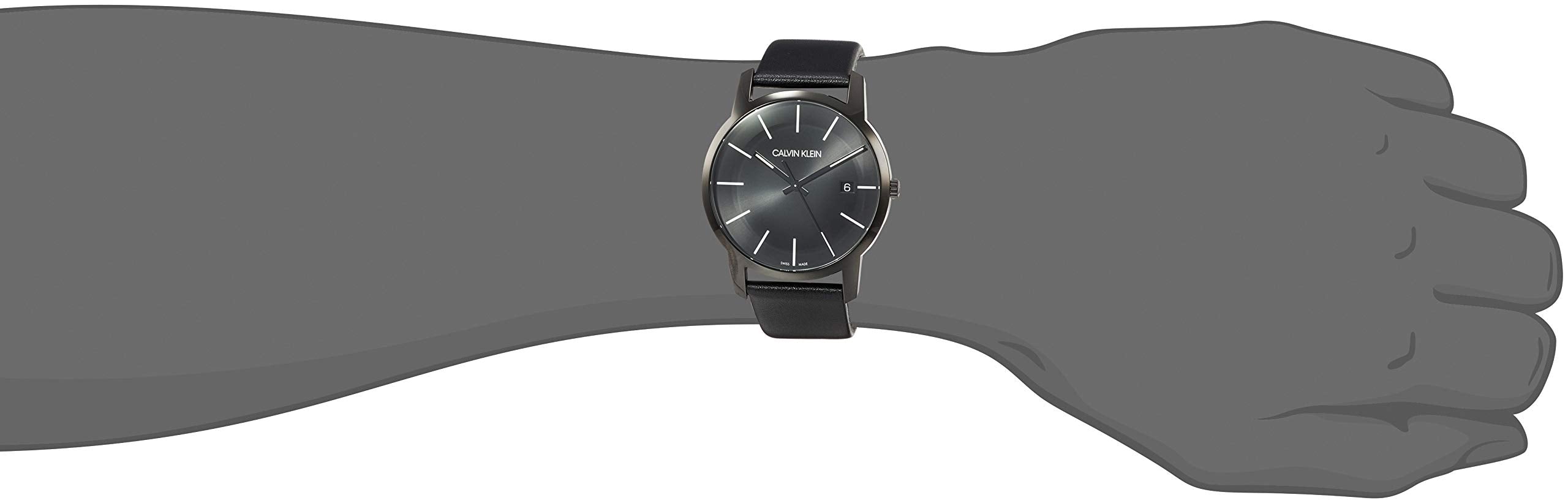 Calvin Klein City Quartz Black Dial Black Leather Strap Watch for Men - K2G2G4CX Watches Calvin Klein   