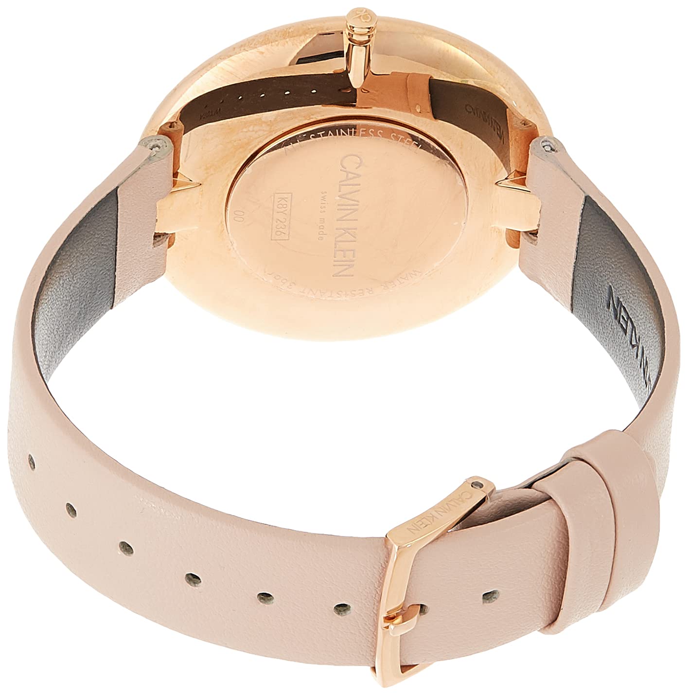 Calvin Klein Full Moon Silver Dial Pink Leather Stap Watch for Women - K8Y236Z6 Watches Calvin Klein   