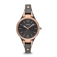 Fossil Georgia Smoke Grey Dial Grey Leather Strap Watch for Women - ES3077 Watches Fossil   