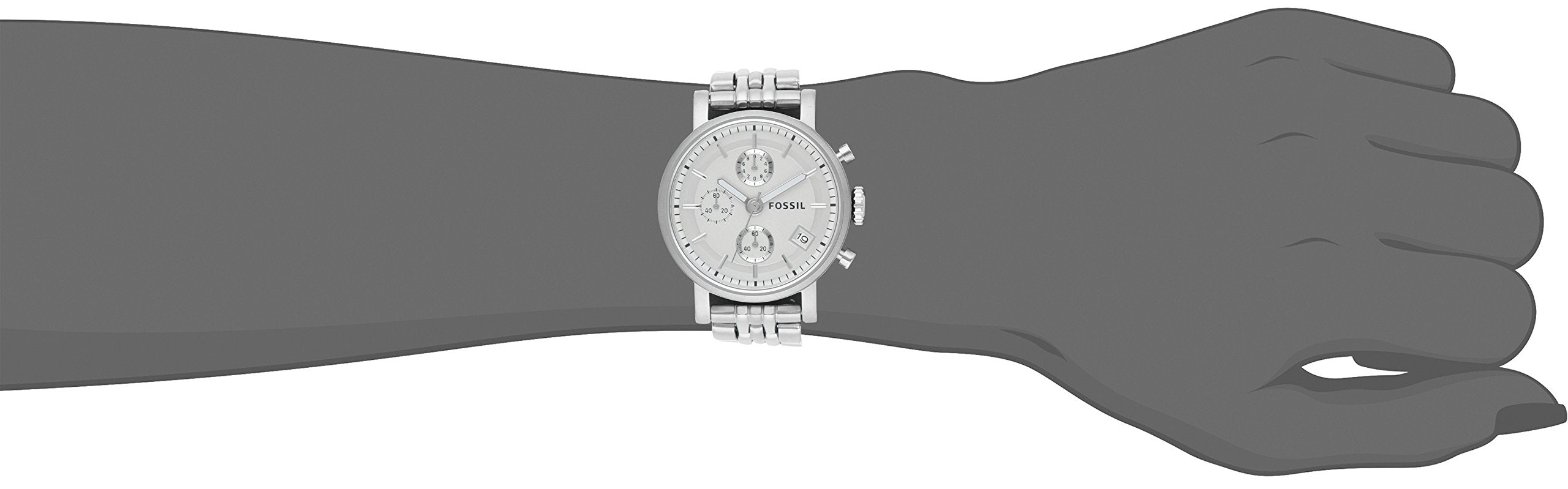 Fossil Boyfriend Chronograph Silver Dial Silver Steel Strap Watch for Women - ES2198 Watches Fossil   