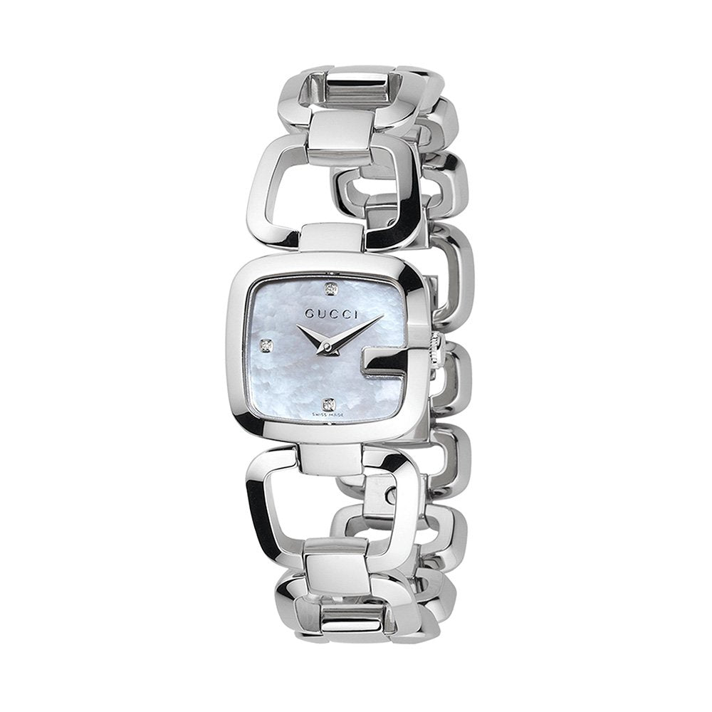 Gucci G Gucci Diamond Mother of Pearl Dial Silver Steel Strap Watch For Women - YA125502 Watches Gucci   