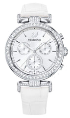 Swarovski Era Journey Silver Dial White Leather Strap Watch for Women - 5295346 Watches Swarovski   