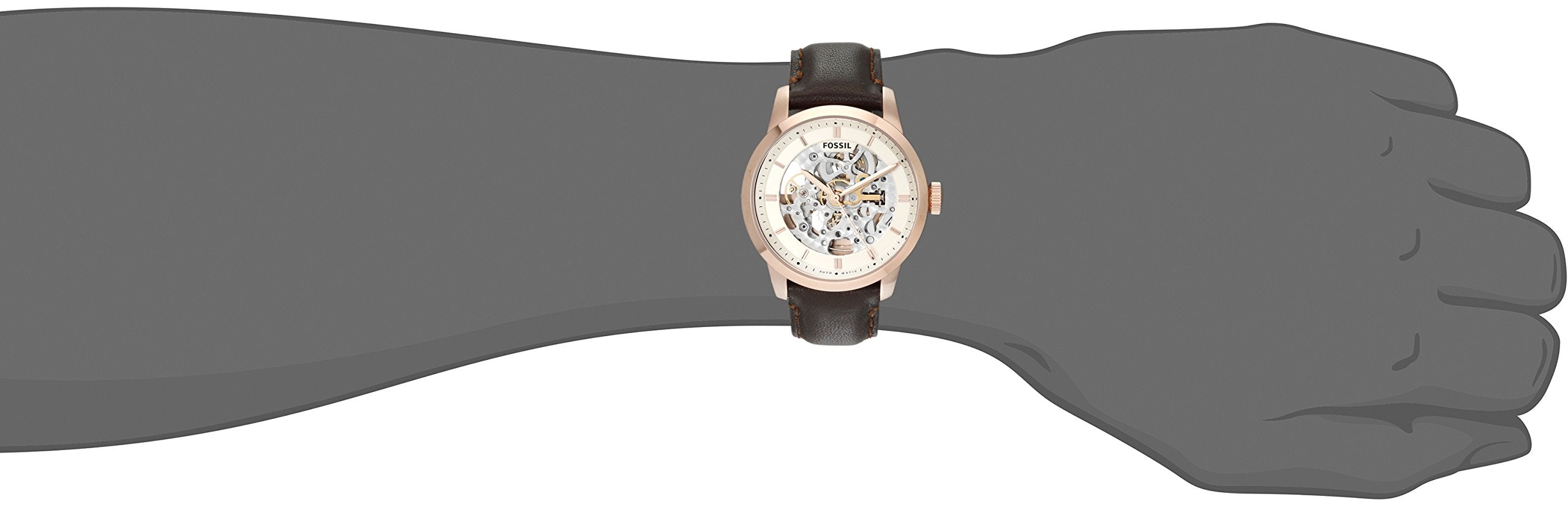 Fossil Townsman Automatic Skeleton White Dial Brown Leather Strap Watch for Men - ME3078 Watches Fossil   