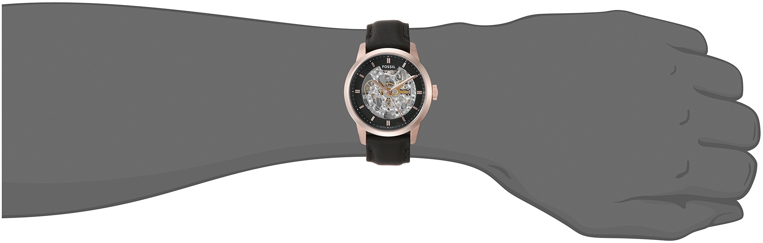 Fossil Townsman Automatic Skeleton Black Dial Black Leather Strap Watch for Men - ME3084 Watches Fossil   