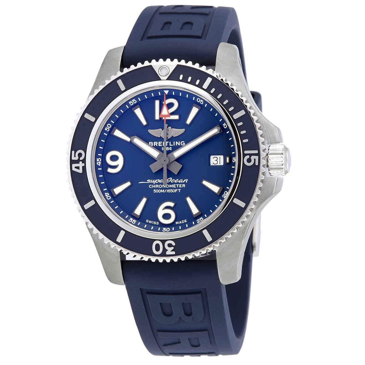 Breitling Superocean 44mm Automatic Blue Dial Blue Rubber Strap Watch for Men - A17367D81C1S2 Watches Breitling   
