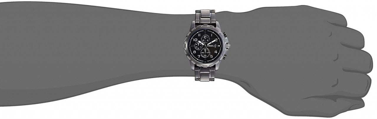 Fossil Dean Chronograph Black Dial Black Steel Strap Watch for Men - FS4721 Watches Fossil   