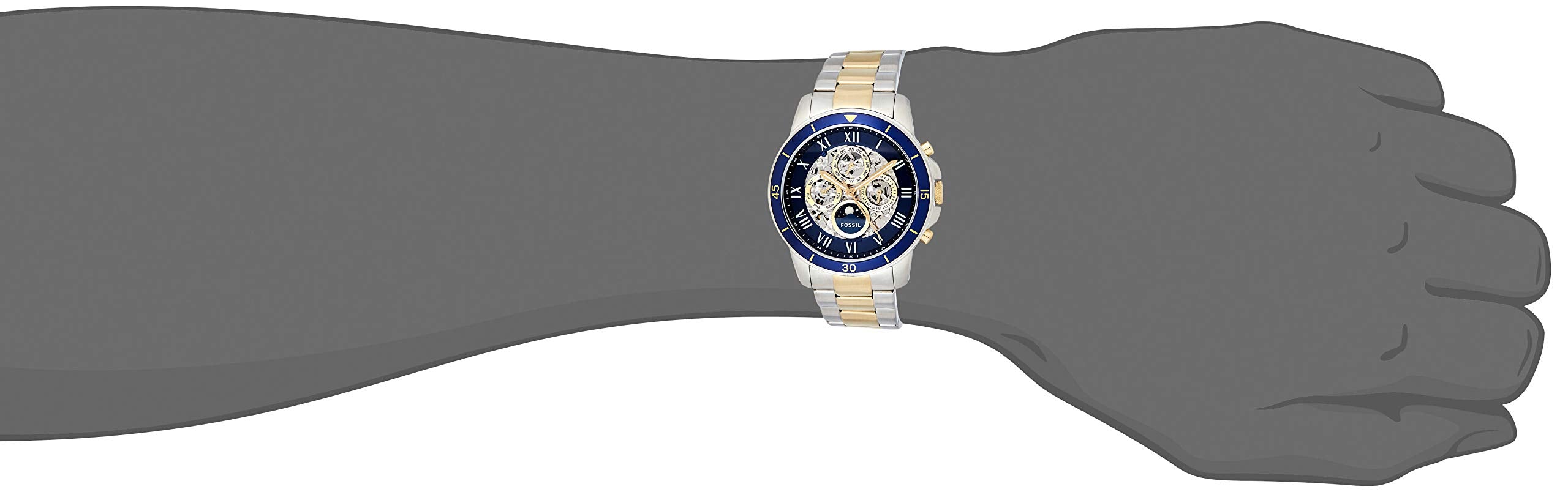 Fossil Grant Sport Automatic Skeleton Blue Dial Two Tone Steel Strap Watch for Men - ME3141 Watches Fossil   