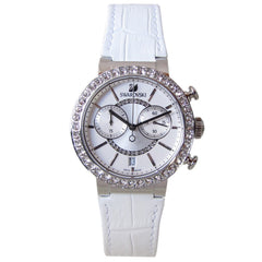 Swarovski Citra Sphere Chronograph White Dial White Leather Strap Watch for Women - 5027127 Watches Swarovski   