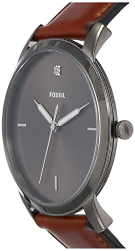 Fossil The Minimalist 3H Grey Dial Brown Leather Strap Watch for Men - FS5479 Watches Fossil   