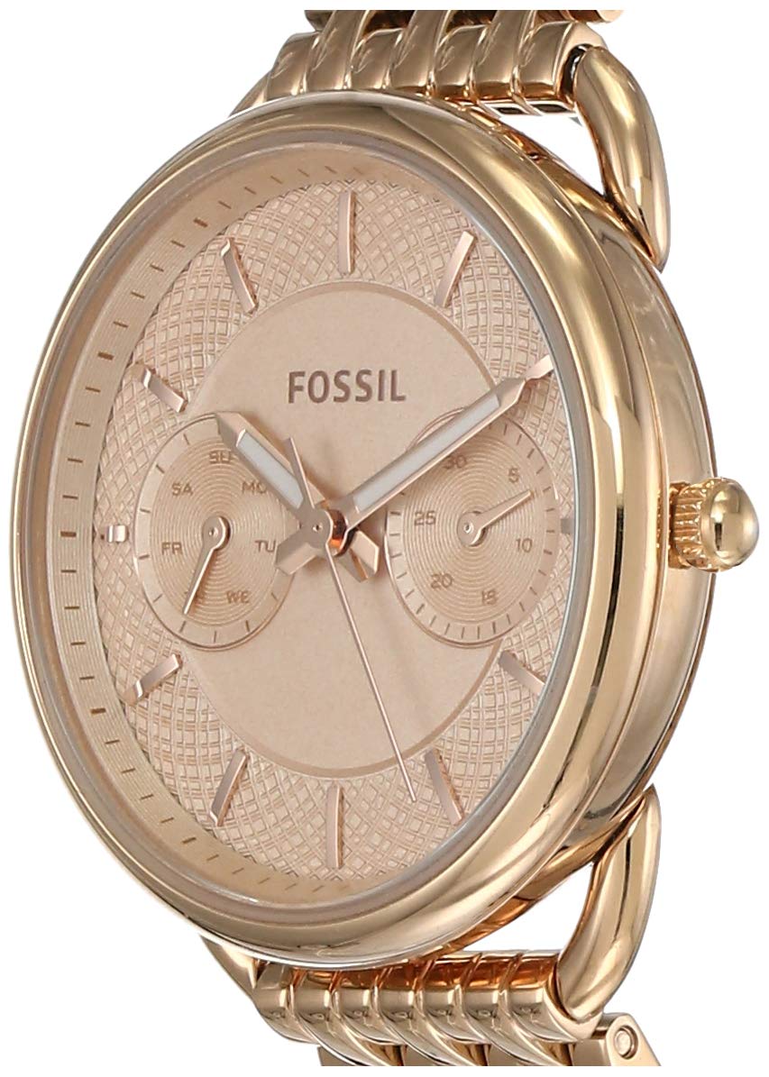 Fossil Tailor Rose Gold Dial Rose Gold Stainless Steel Strap Watch for Women - ES3713 Watches Fossil   