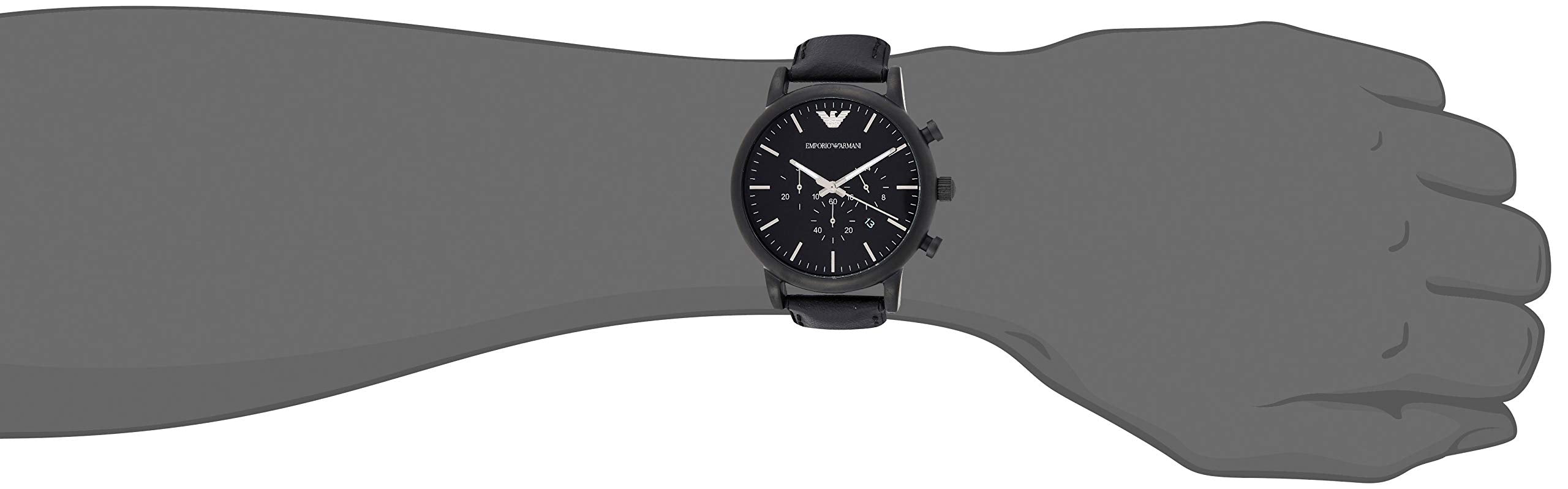 Emporio Armani Luigi Chronohraph Black Dial Black Leather Strap Watch For Men - AR1970 Watches Emporio Armani   