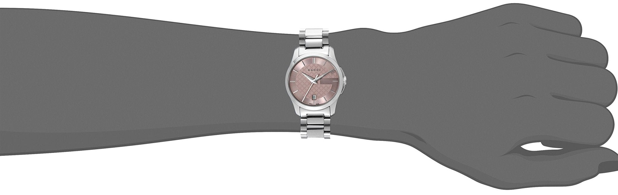 Gucci G Timeless Pink Dial Silver Steel Strap Watch For Women - YA126524 Watches Gucci   