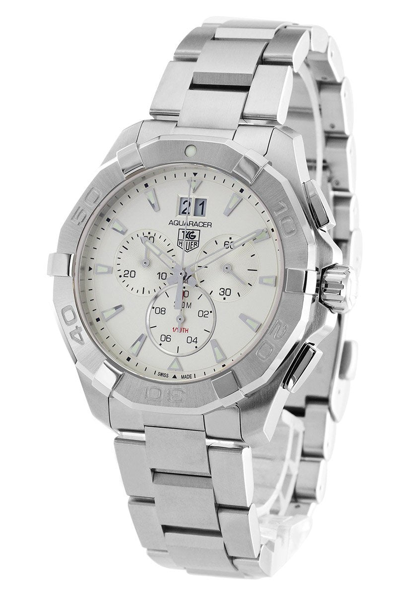 Tag Heuer Aquaracer 43mm White Dial Steel Strap Watch for Men - CAY1111.BA0927 Watches Tag Heuer   