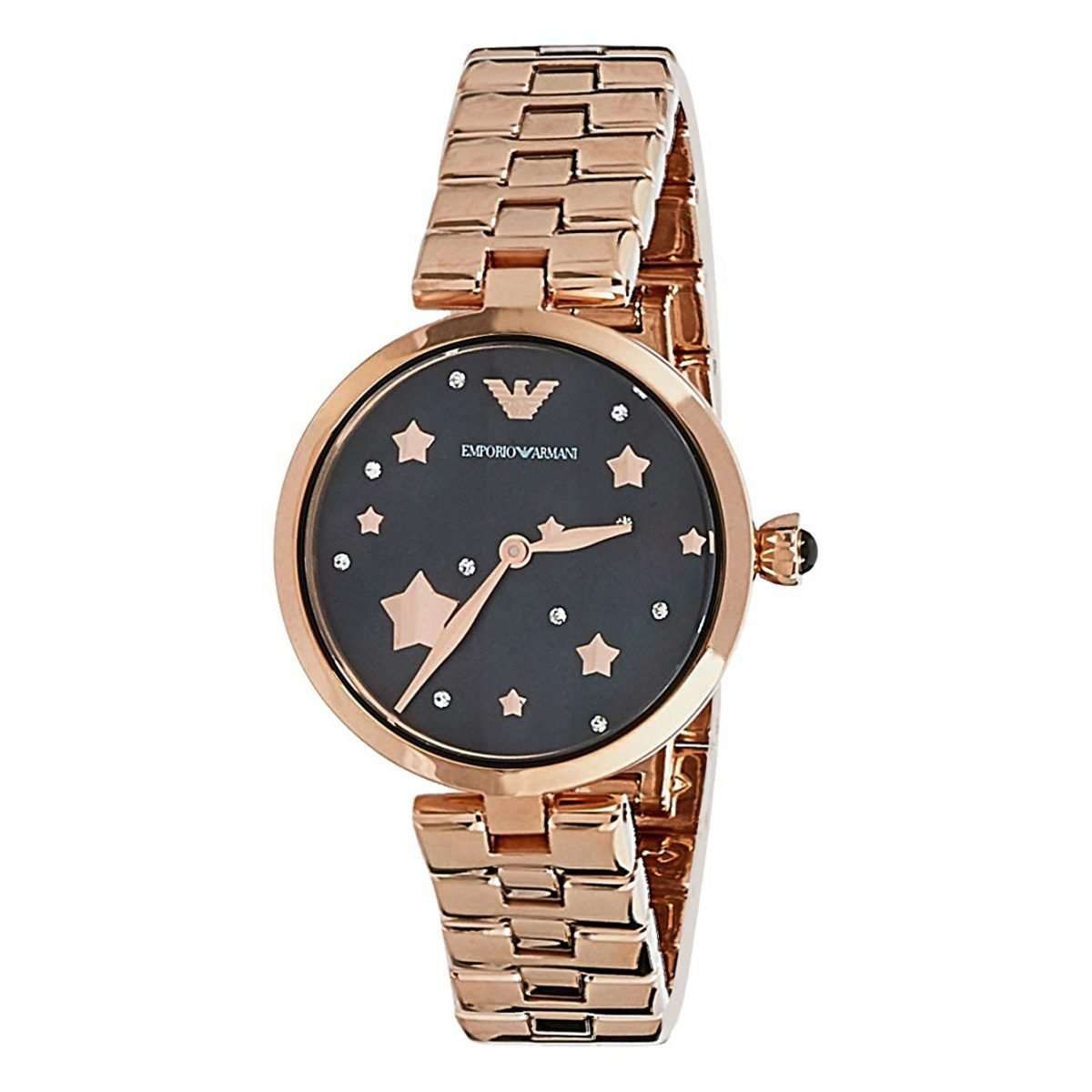 Emporio Armani Arianna Black Dial Rose Gold Stainless Steel Watch For Women - AR11197 Watches Emporio Armani   