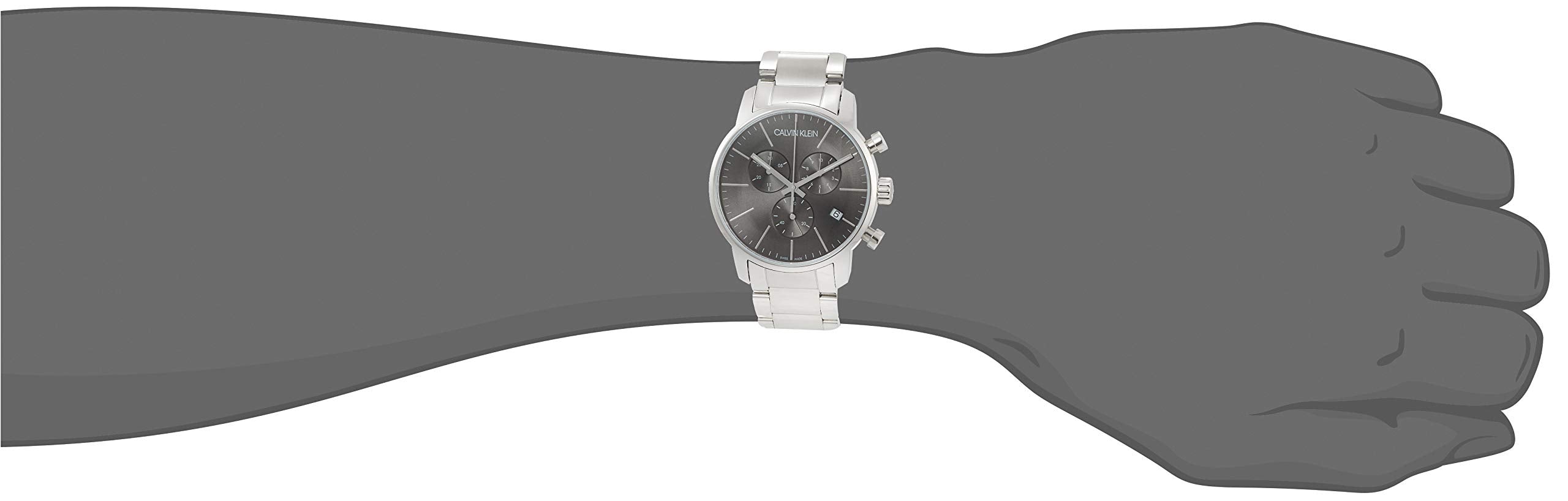 Calvin Klein City Chronograph Black Dial Silver Steel Strap Watch for Men - K2G27143 Watches Calvin Klein   