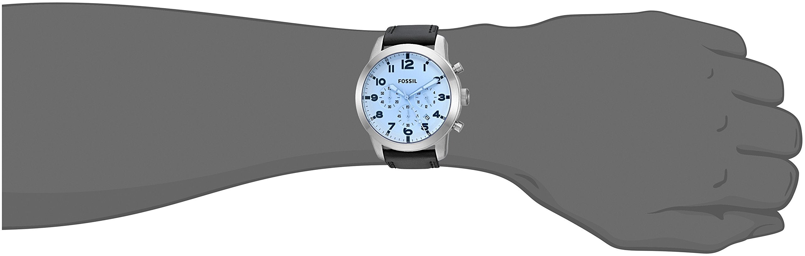 Fossil Pilot Chronograph Sky Blue Dial Black Leather Strap Watch for Men - FS5162 Watches Fossil   