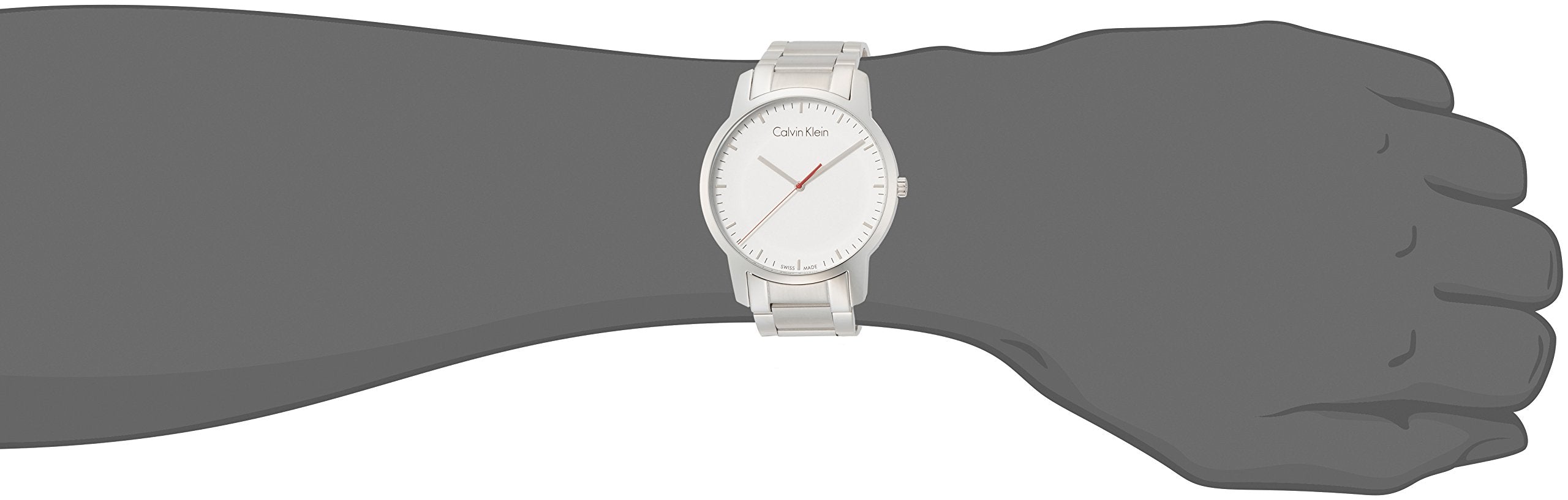 Calvin Klein City Quartz White Dial Silver Steel Strap Watch for Men - K2G2G1Z6 Watches Calvin Klein   