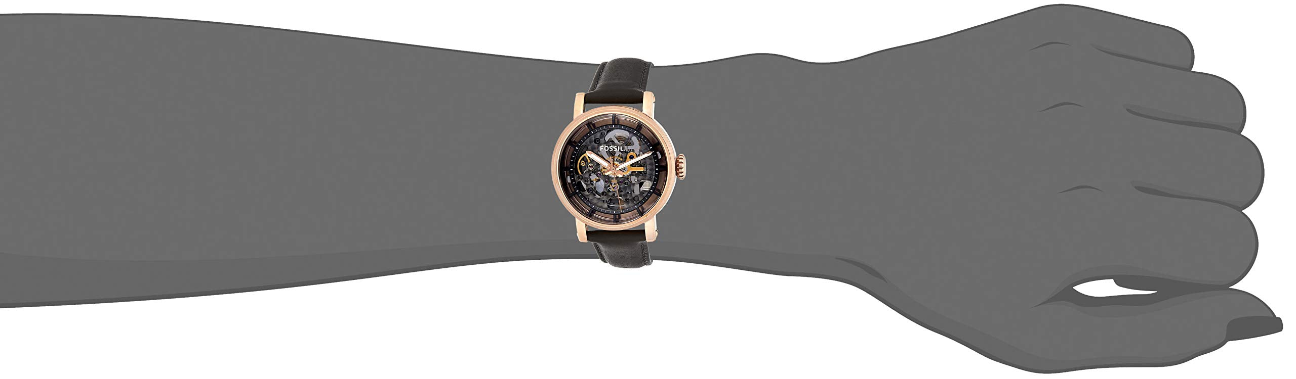 Fossil Boyfriend Automatic Skeleton Grey Dial Grey Leather Strap Watch for Women - ME3089 Watches Fossil   