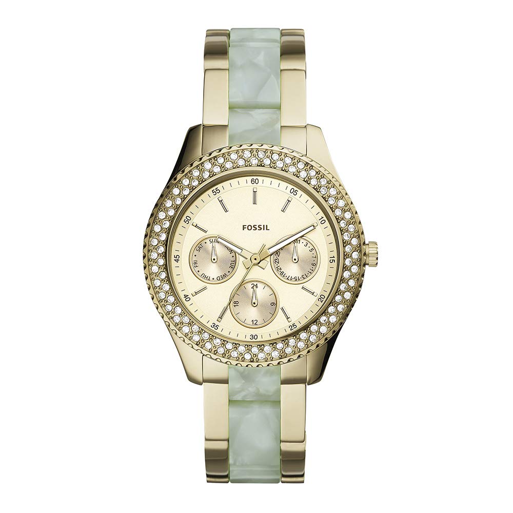 Fossil Stella Multifunction Gold Dial Two Tone Steel Strap Watch for Women - ES4757 Watches Fossil   