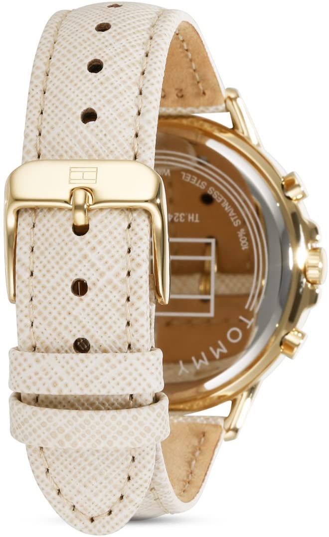 Tommy Hilfiger Carly Silver Dial Cream Leather Strap Watch for Women - 1781790 Watches Tommy Hilfiger   