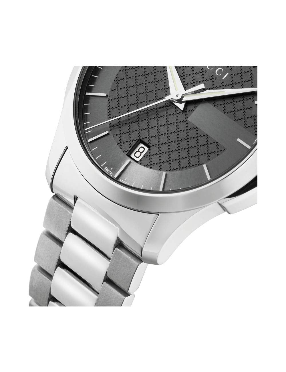 Gucci G Timeless Grey Dial Silver Steel Strap Watch For Men - YA126441 Watches Gucci   