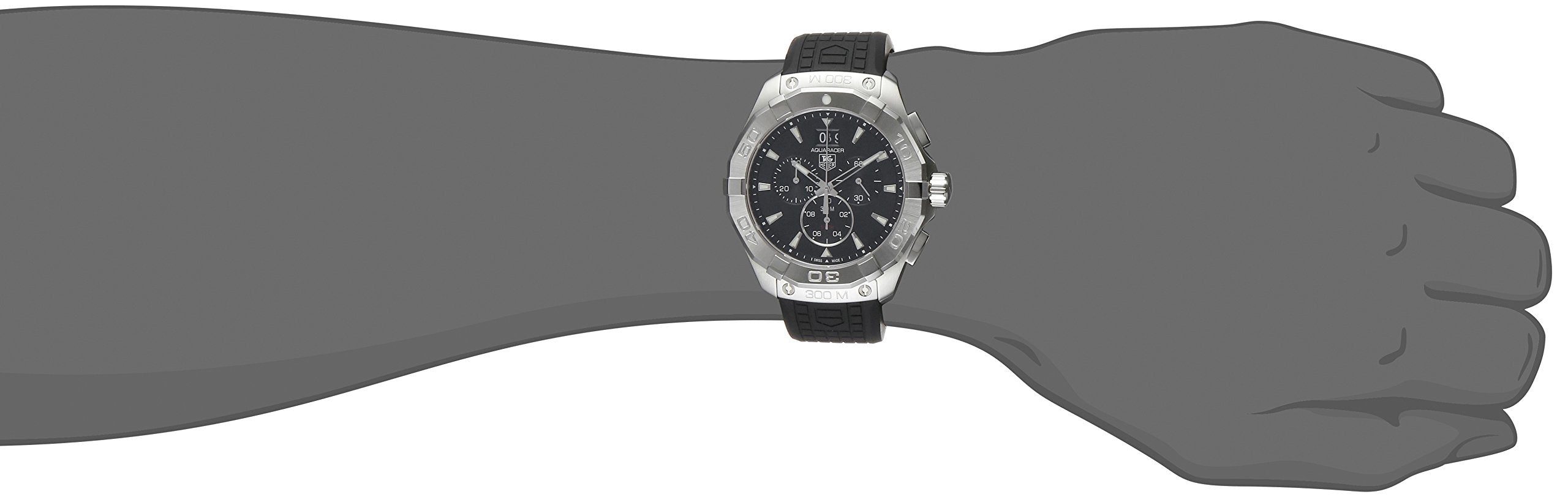 Tag Heuer Aquaracer Quartz Chronograph Black Dial Black Rubber Strap Watch for Men - CAY1110.FT6041 Watches Tag Heuer   