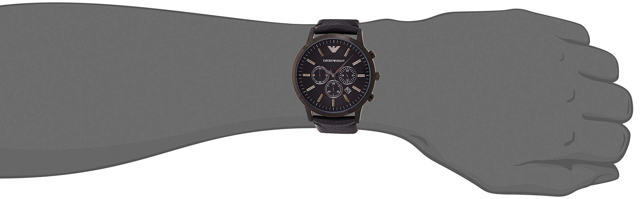 Emporio Armani Sportivo Chronograph Black Dial Black Leather Strap Watch For Men - AR2461 Watches Emporio Armani   