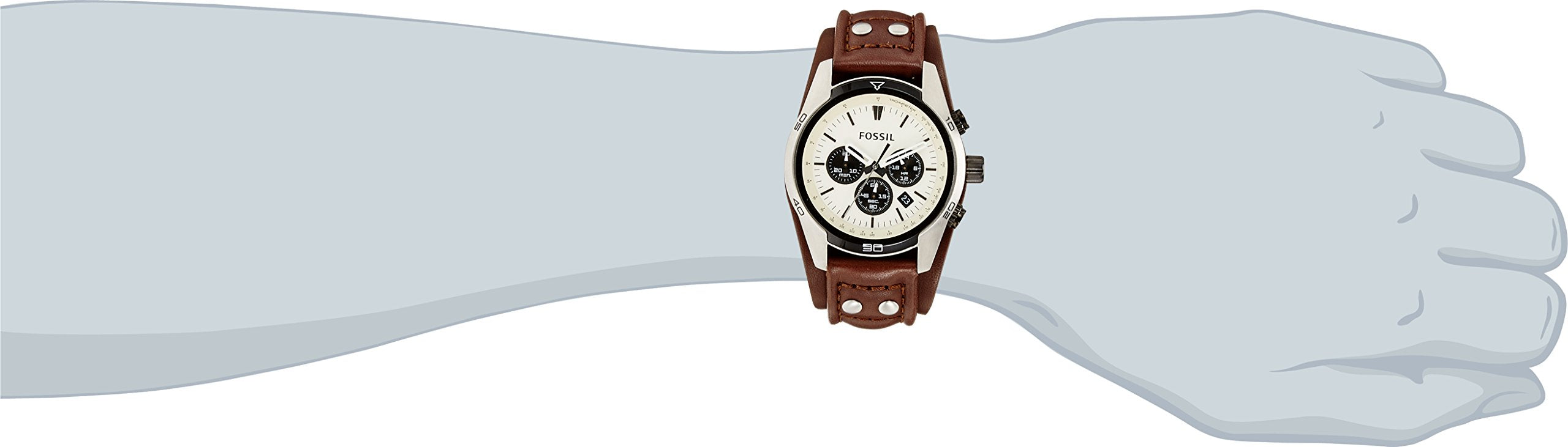 Fossil Coachman Chronograph White Dial Brown Leather Strap Watch for Men - CH2890 Watches Fossil   