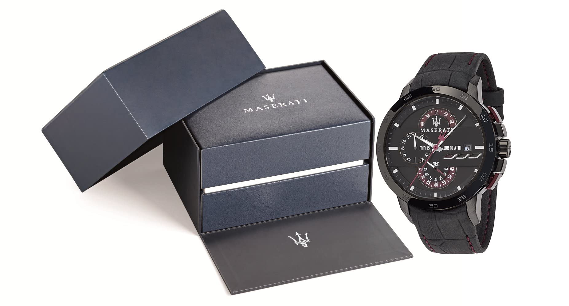 Maserati Ingegno Chronograph Black Dial Leather Watch For Men - R8871619003 Watches Maserati   