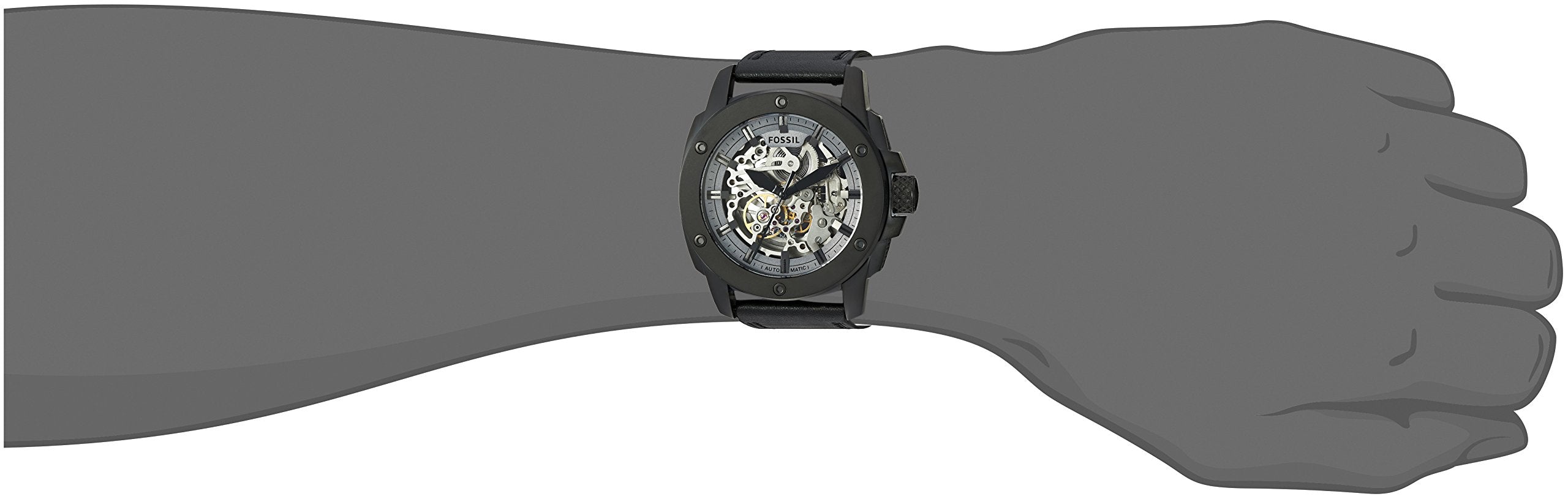 Fossil Modern Machine Automatic Skeleton Grey Dial Black Steel Strap Watch for Men - ME3134 Watches Fossil   