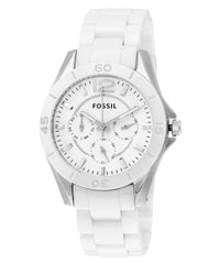 Fossil Ceramic White Dial White Steel Strap Watch for Women - CE1002 Watches Fossil   