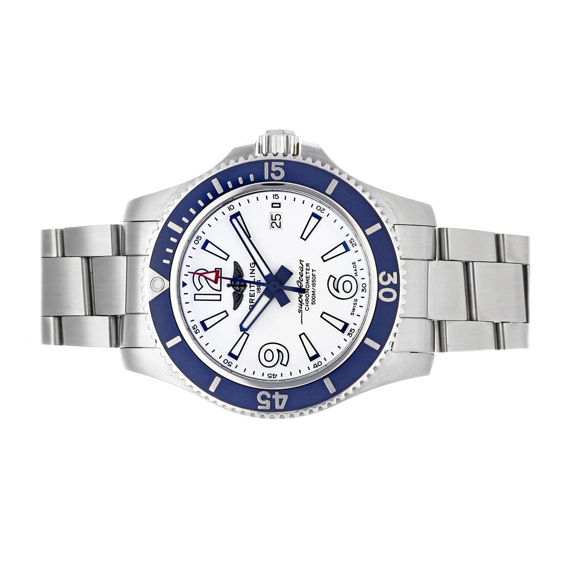 Breitling Superocean 42mm White Dial Silver Steel Strap Watch for Men - A17366D81A1A1 Watches Breitling   