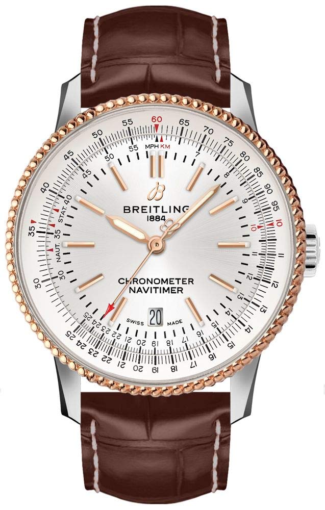 Breitling Navitimer 1 Automatic 41mm White Dial Brown Leather Strap Mens Watch - U17326241G1P2 Watches Breitling   