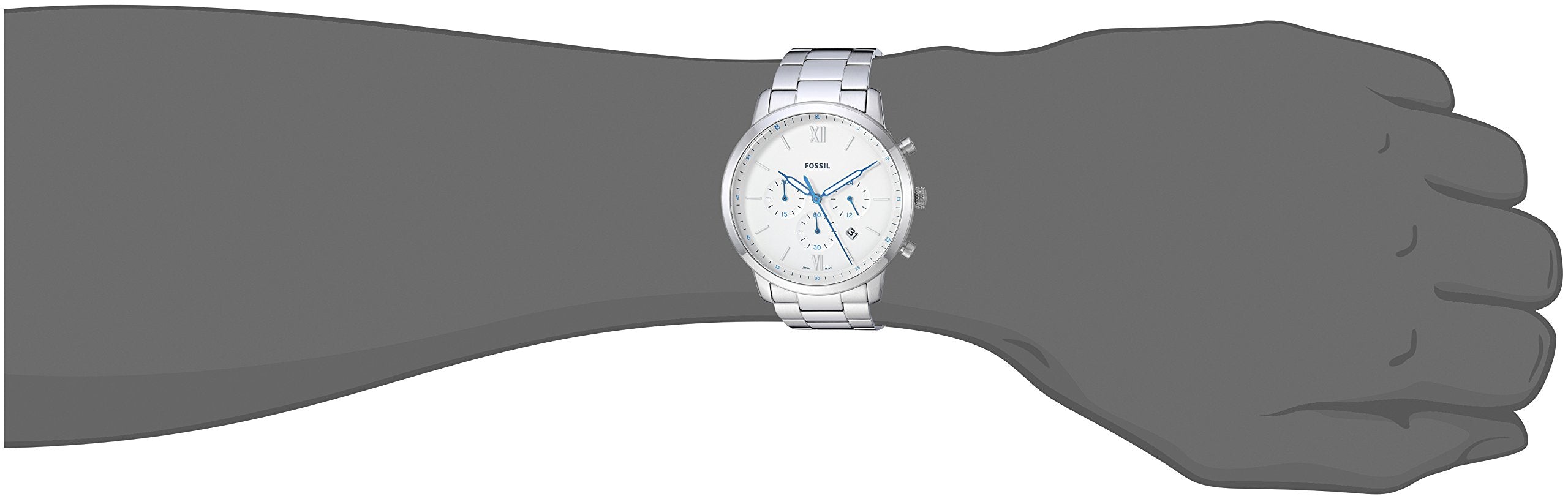 Fossil Neutra Chronograph White Dial Silver Steel Strap Watch for Men - FS5433 Watches Fossil   