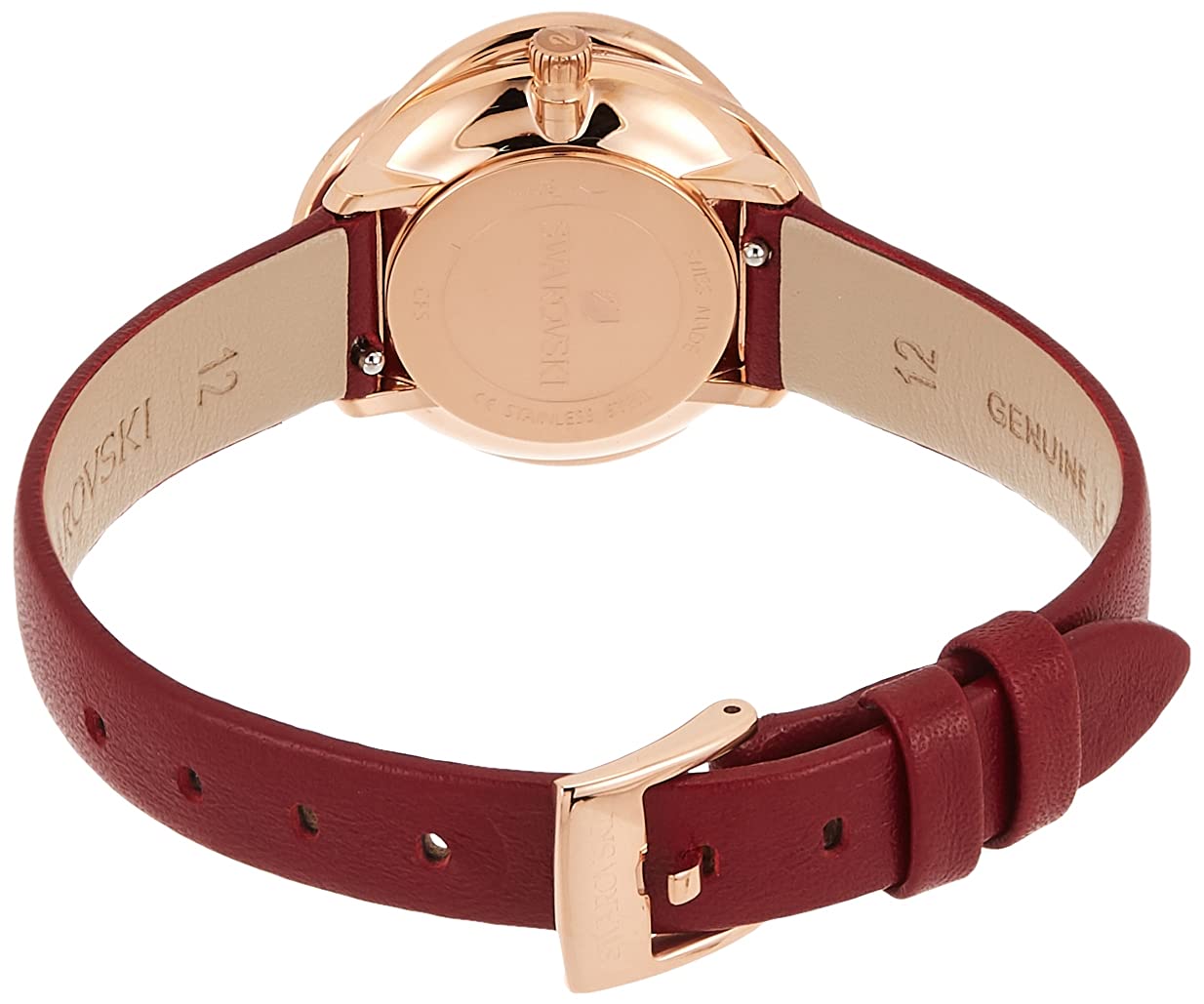 Swarovski Crystal Flower Red Dial Red Leather Strap Watch for Women - 5552780 Watches Swarovski   