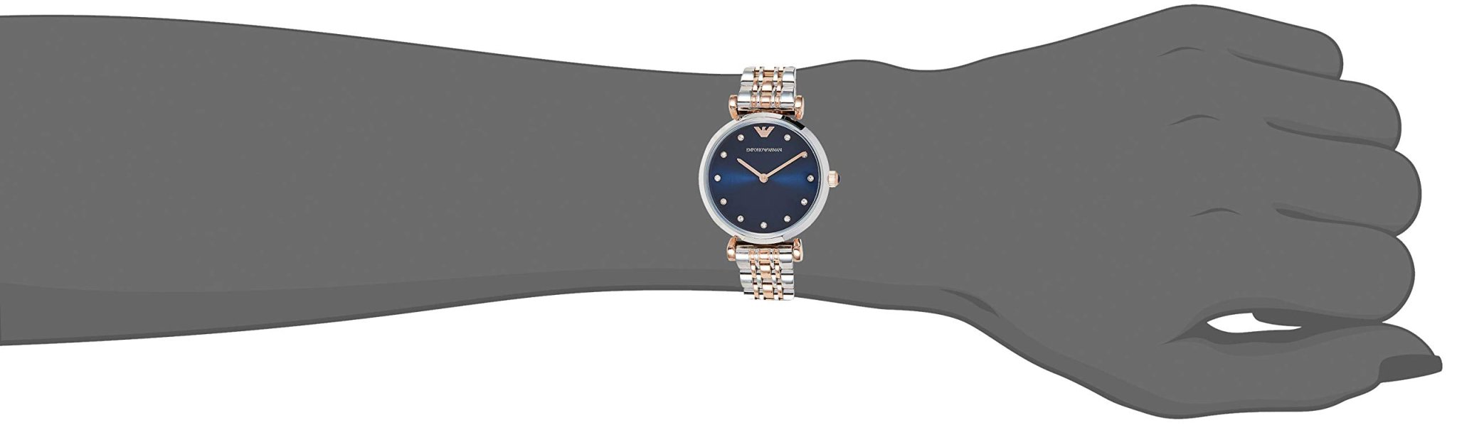 Emporio Armani Gianni T Bar Crystal Blue Dial Two Tone Stainless Steel Watch For Women - AR11092 Watches Emporio Armani   