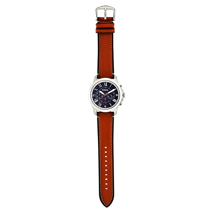 Fossil Grant Chronograph Blue Dial Brown Leather Strap Watch for Men - FS5210 Watches Fossil   