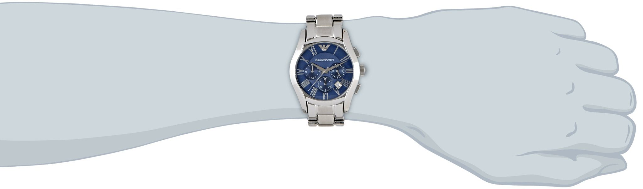 Emporio Armani Classic Blue Dial Silver Stainless Steel Strap Watch For Men - AR1635 Watches Emporio Armani   