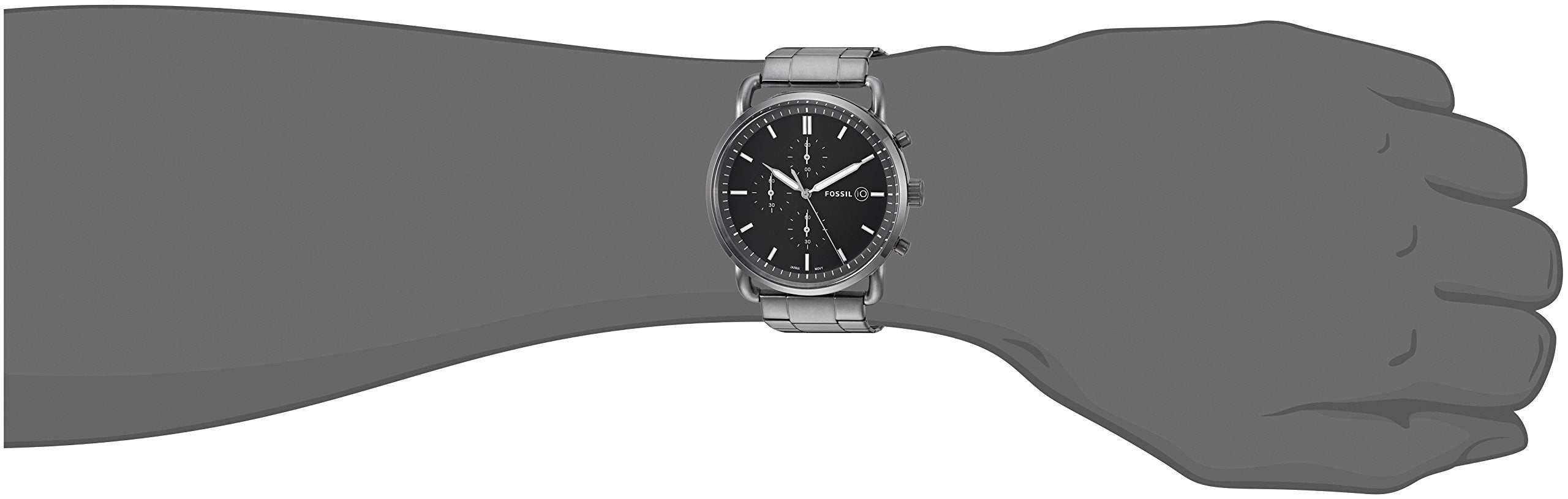 Fossil The Commuter Black Dial Grey Steel Strap Watch for Men - FS5400 Watches Fossil   