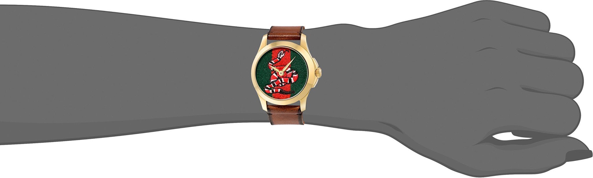 Gucci Le Marche Des Merveilles Green and Red Dial Brown Leather Strap Unisex Watch - YA1264012 Watches Gucci   